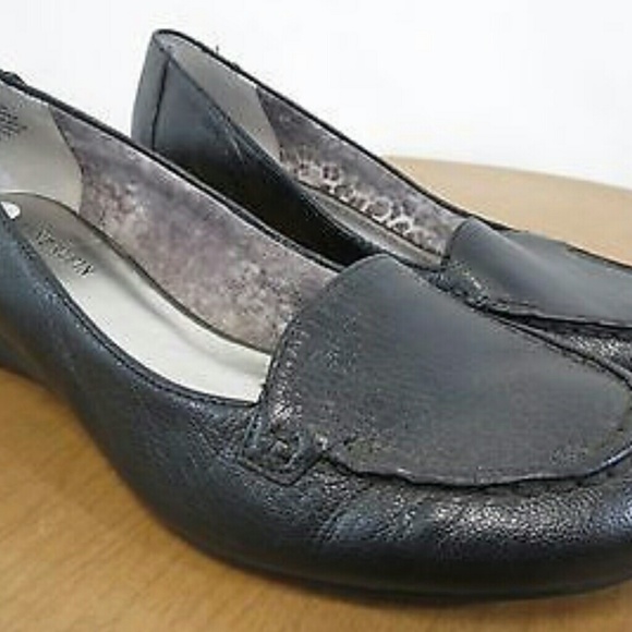 Ak Anne Klein Iflex "senator" Black Leather Wedge - Picture 4 of 5
